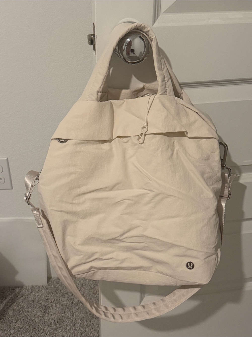 lululemon athletica Cream Quilted Tote with Crossbody Strap